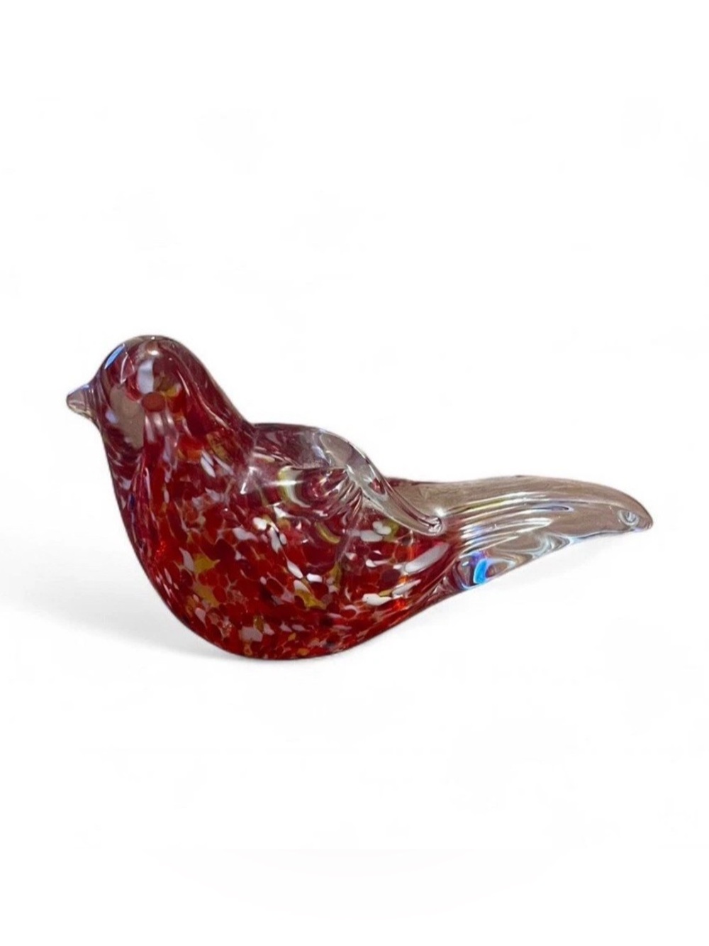 Red Glass Bird Figurine Home Decor Paperweight